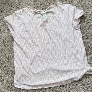 H &M Pink and Cream Patterned Short Sleeve Top